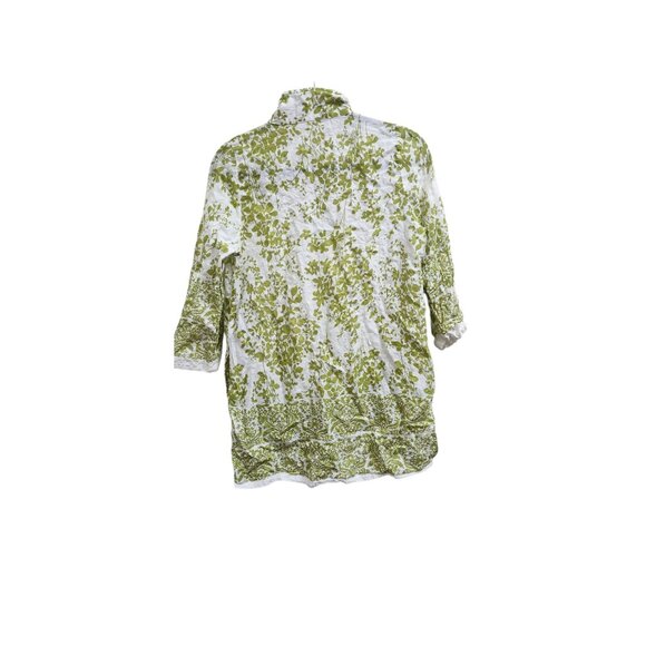 Terra SJ Apparel Green Floral Tunic Blouse Women’s S Cotton Rayon Button Front - Picture 5 of 12